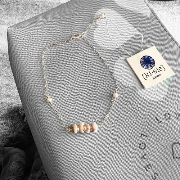 SOLD KIELE Made in Hawaii *FINAL DROP* DAINTY PUKA PEARL BRACELET Sterling - Picture 4 of 5